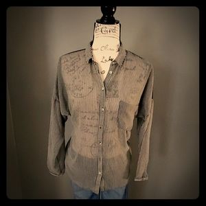 Zara- Sheer Striped Button Down